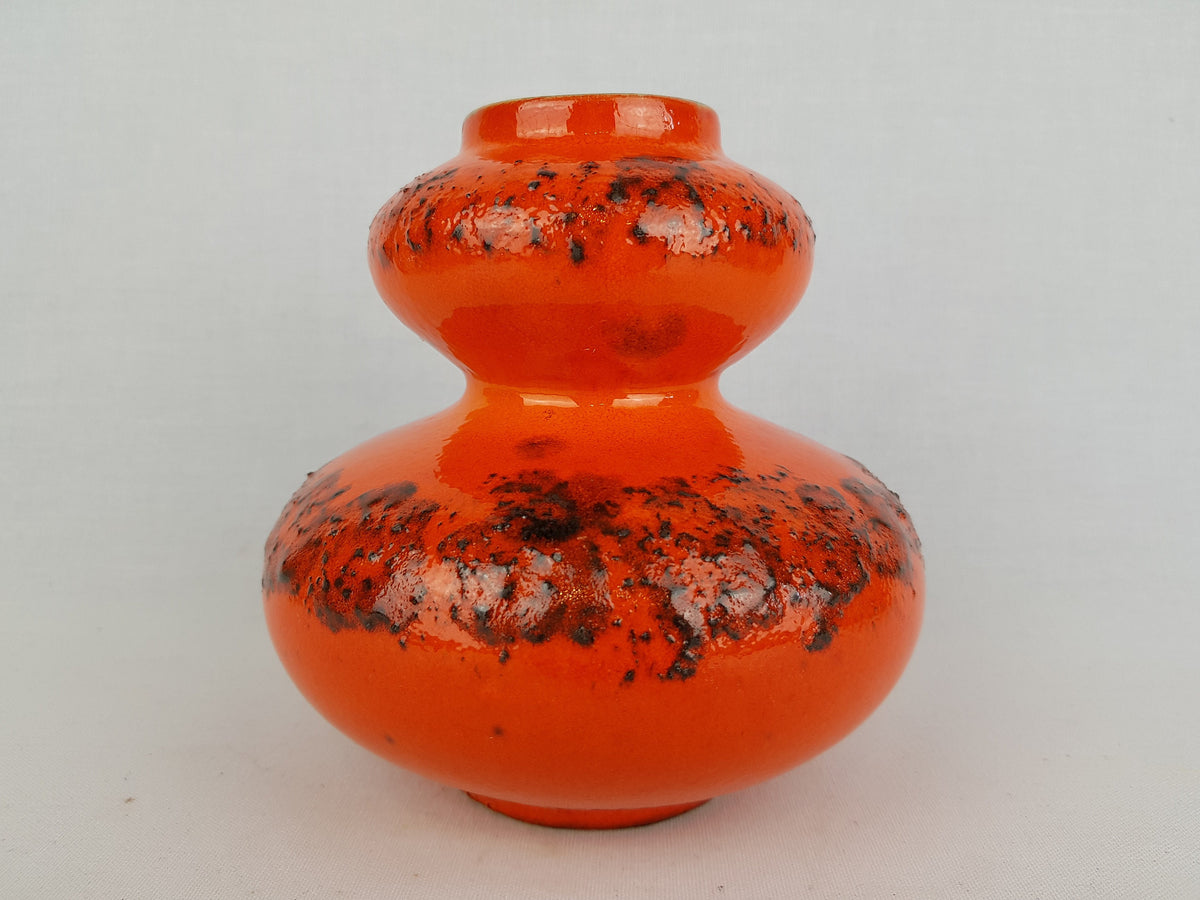 Vintage SPARA KERAMIK Orange Fat Lava Vase 266-15 West German Pottery 1970s