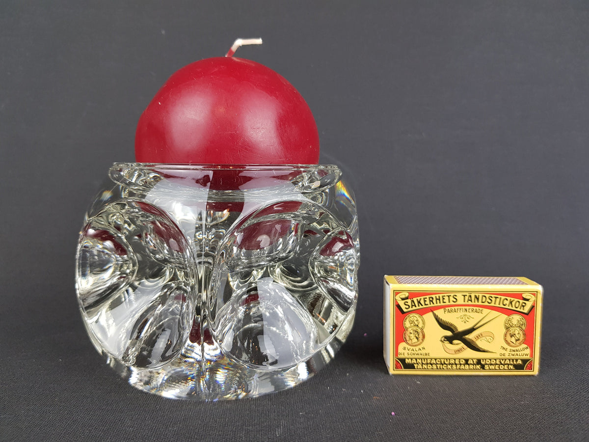 Vintage RUDOLFOVA GLASS Works Czech SKLO Candleholder by Rudolf Jurnikl from Czech Slovakia 1960-80s