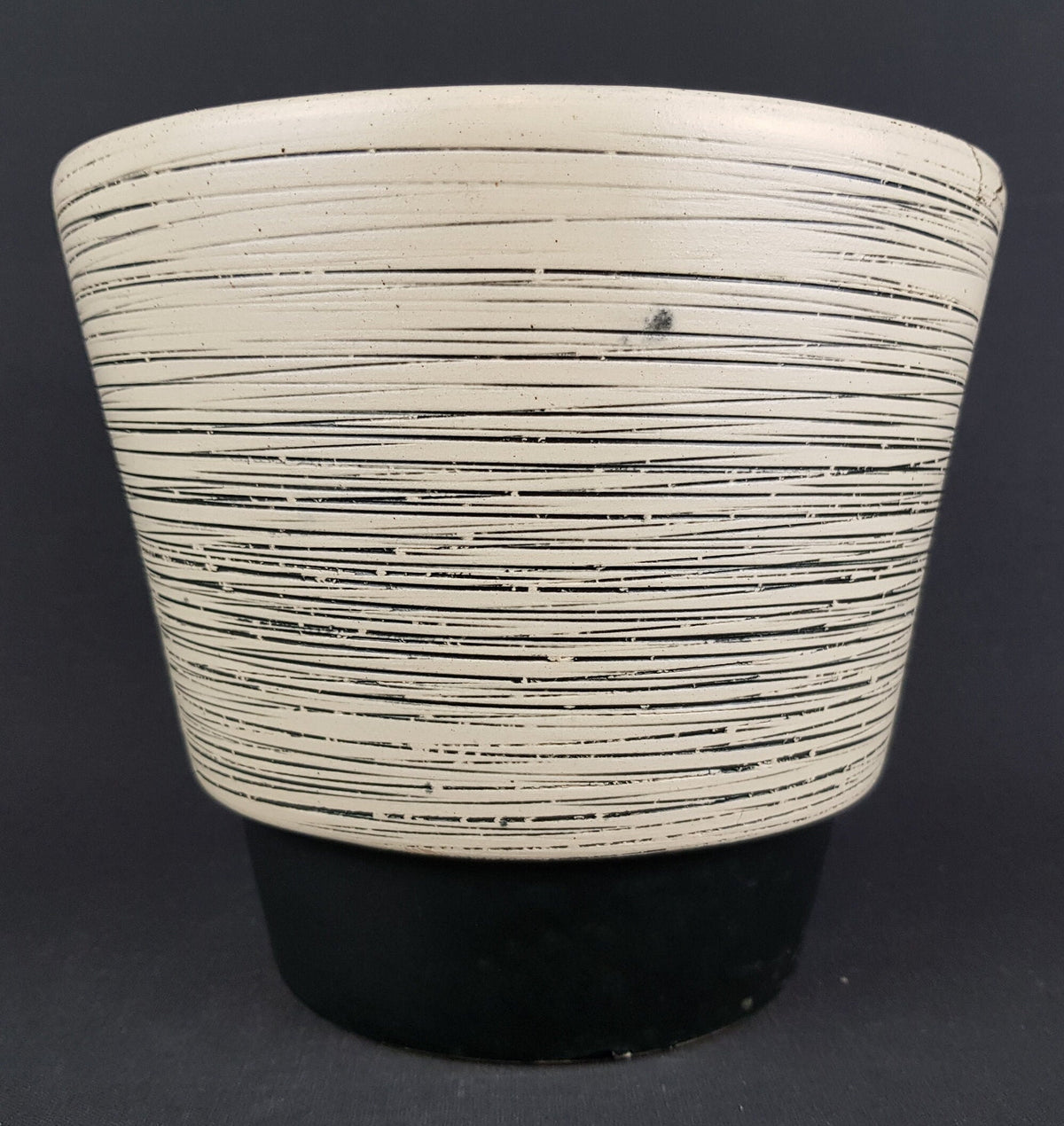 Vintage West German Pottery Black and Beige Planter Flower Pot 1960s 1970s Fat Lava Era