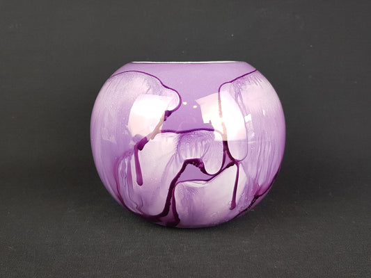 Vintage Shiny Multicolored Purple LUSTERWARE Planter Flower Pot Italian Pottery 1980s