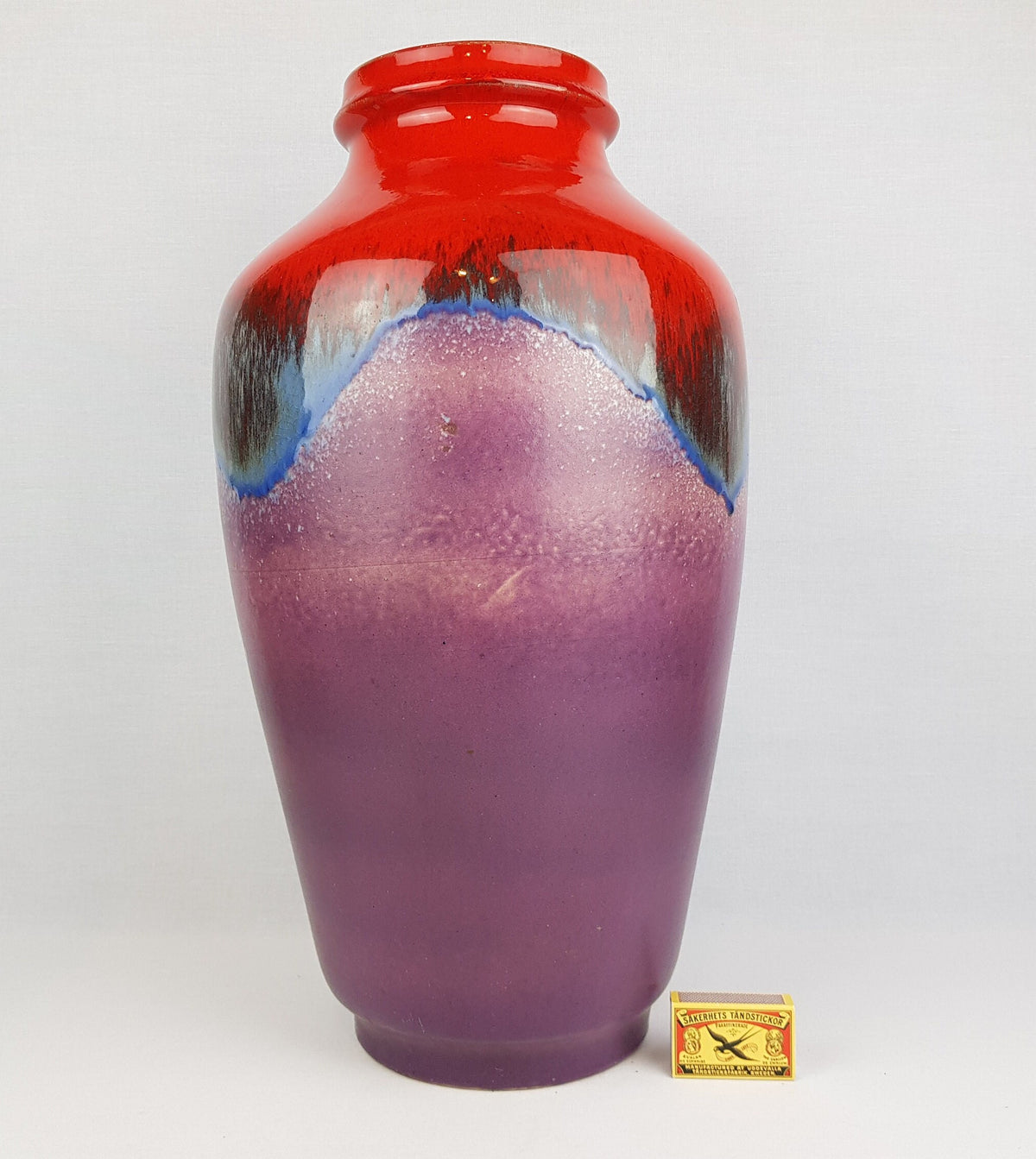 XXL Vintage RUSCHA KERAMIK Purple Red Floor Vase 892-48 West German Pottery