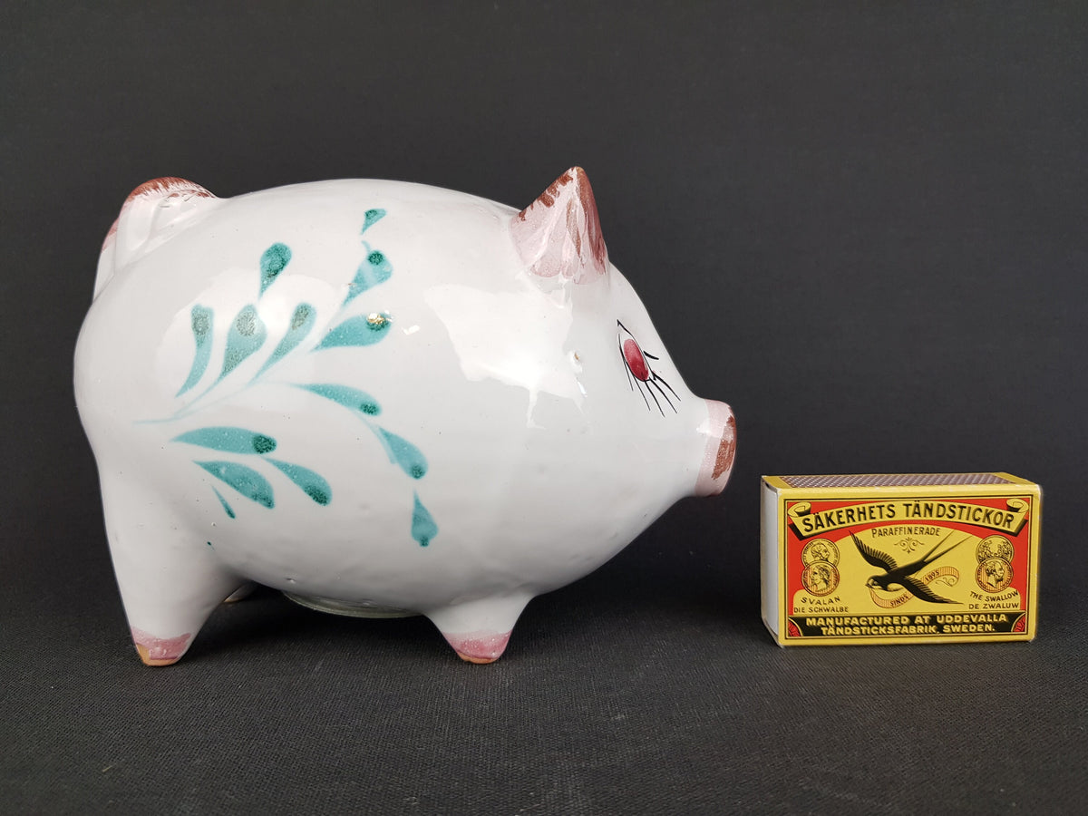 Vintage Italian Money Piggy Bank with Flowery decor Italy Ceramic attr. to FRATELLI FANCIULLACCI Fat Lava Era '60s-'70s
