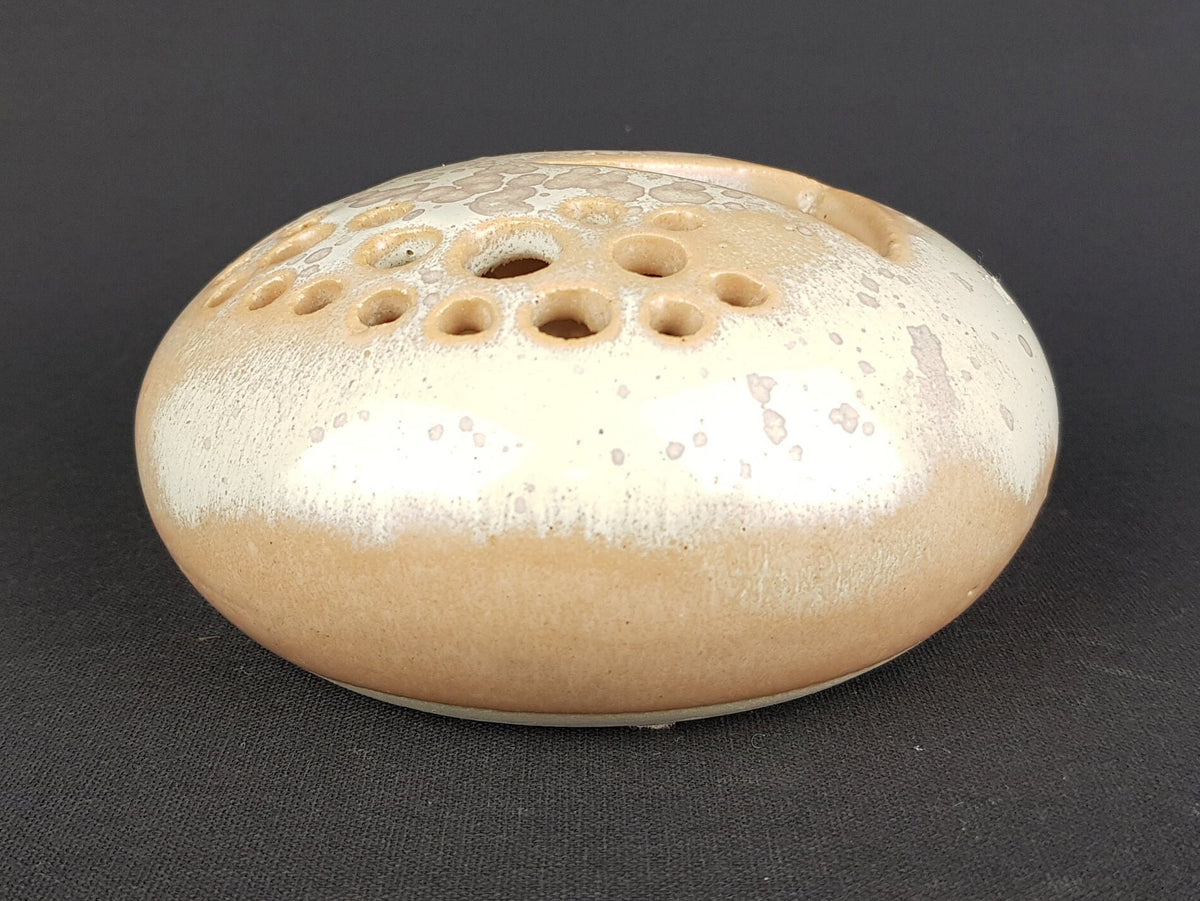 Vintage KUBICEK Beige and Yellow Steck Vase West German Studio Art Pottery 1970s