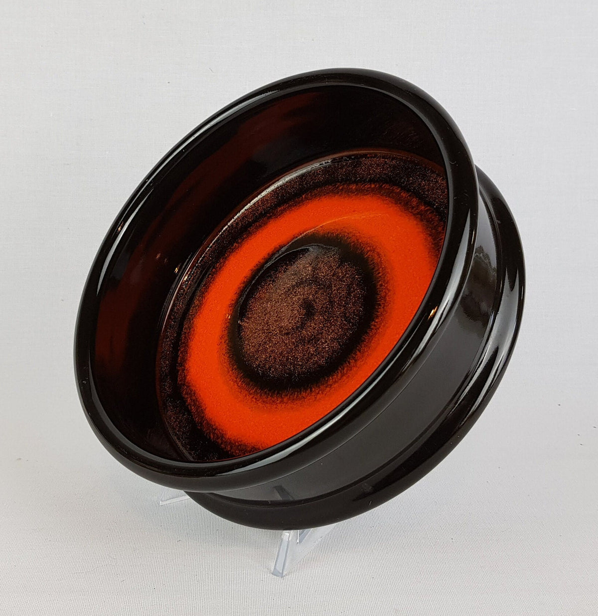 Vintage HUTSCHENREUTHER Brown and Orange Bowl "Stromboli" Decor West German Pottery 1970s