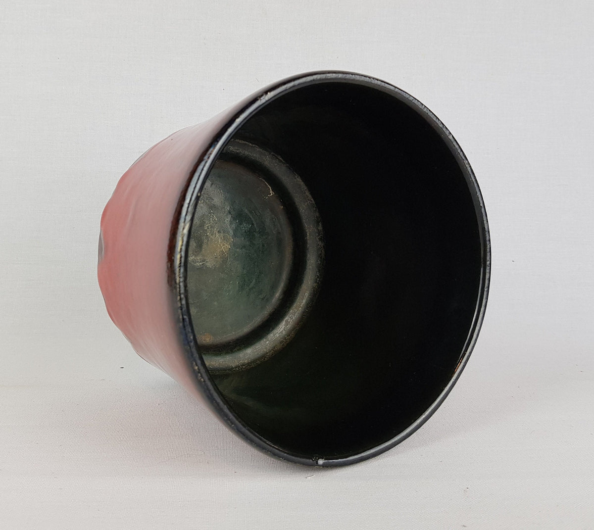 Vintage Red and Brown Planter Flower Pot with Dripped Glaze West German Pottery 1970s