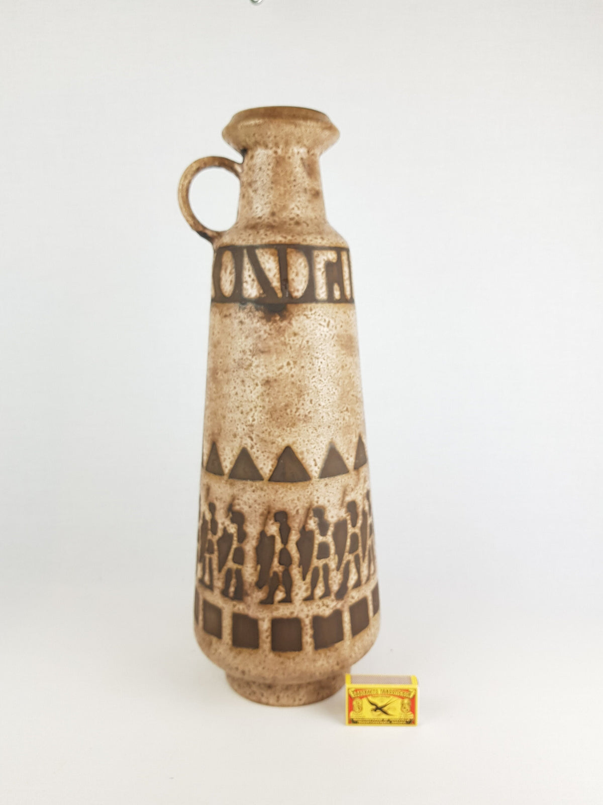 Vintage XL CERAMANO Floor Vase with Agina Decor by Hanns Welling, West German Pottery 1950s