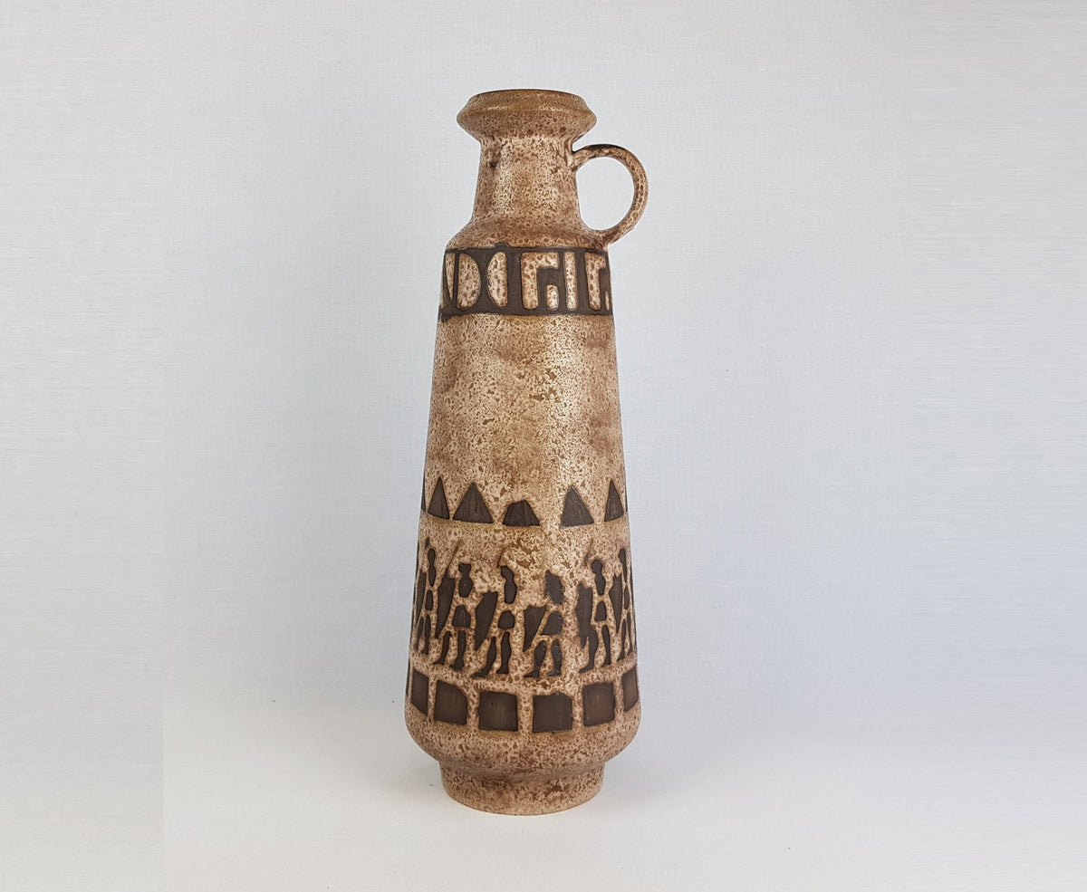 Vintage XL CERAMANO Floor Vase with Agina Decor by Hanns Welling, West German Pottery 1950s