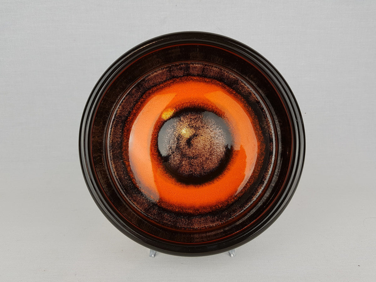 Vintage HUTSCHENREUTHER Brown and Orange Bowl "Stromboli" Decor West German Pottery 1970s