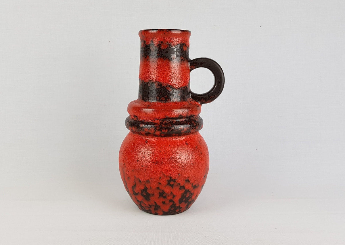 Vintage SCHEURICH KERAMIK Red and Brown Vienna Vase 428 26 1970s West German Pottery