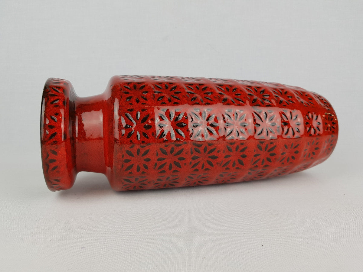 Vintage SCHEURICH KERAMIK Red and Black Vase with PRISMA decor 261 30 West German Pottery 1970s