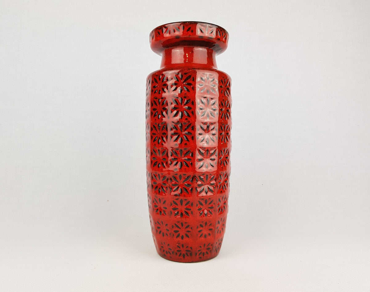 Vintage SCHEURICH KERAMIK Red and Black Vase with PRISMA decor 261 30 West German Pottery 1970s