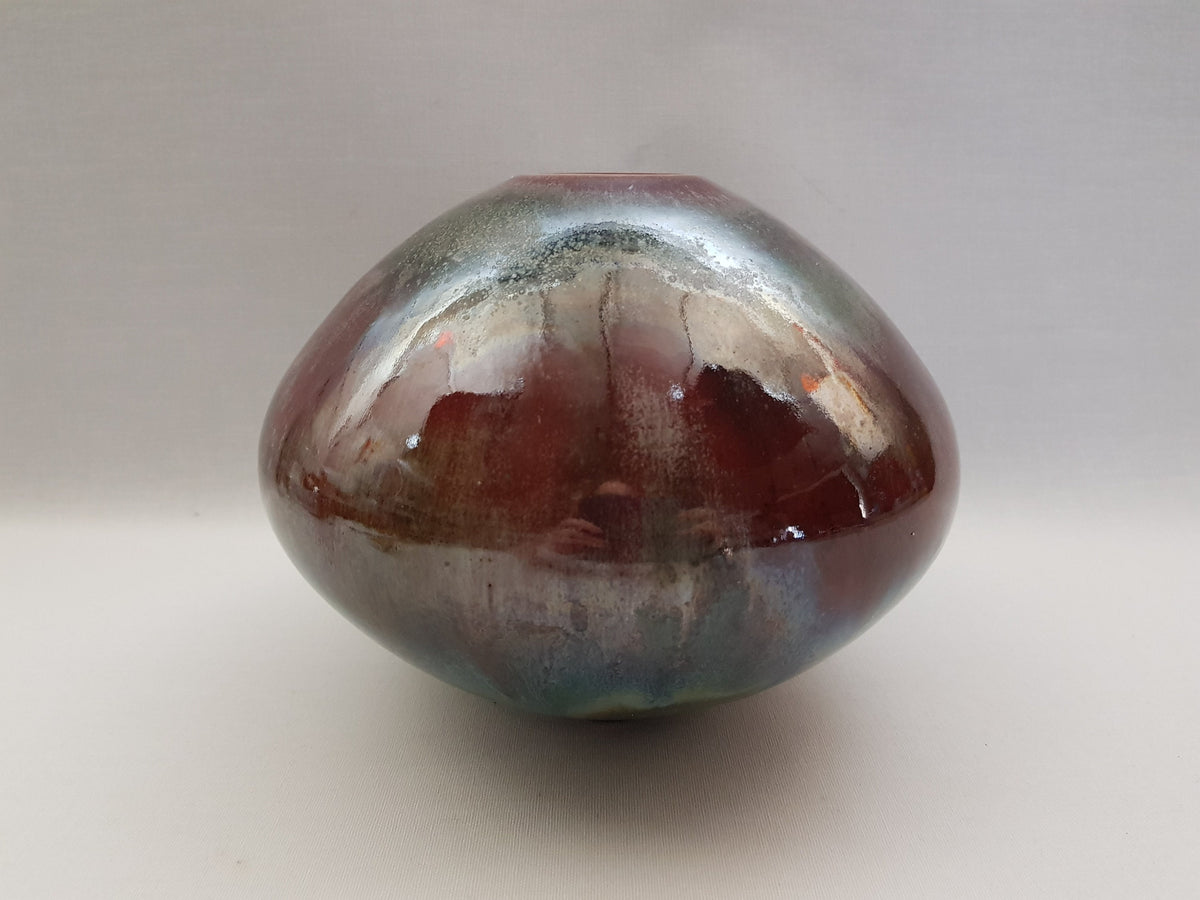 Vintage WENDELIN STAHL Purple, Grey and Green Vase Studio Pottery From West Germany 1960s