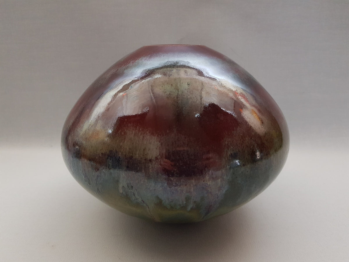 Vintage WENDELIN STAHL Purple, Grey and Green Vase Studio Pottery From West Germany 1960s