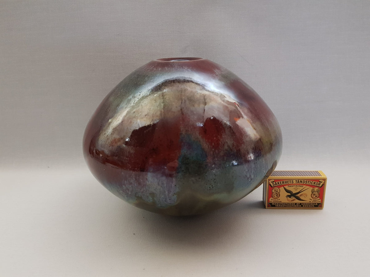 Vintage WENDELIN STAHL Purple, Grey and Green Vase Studio Pottery From West Germany 1960s