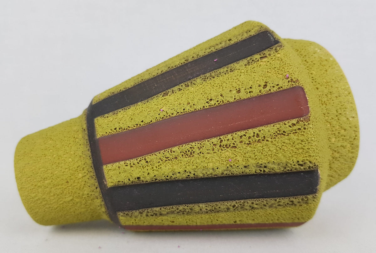 Vintage ES Keramik Yellow Rough Glazed Striped Vase 624-15 West German Pottery 1960s