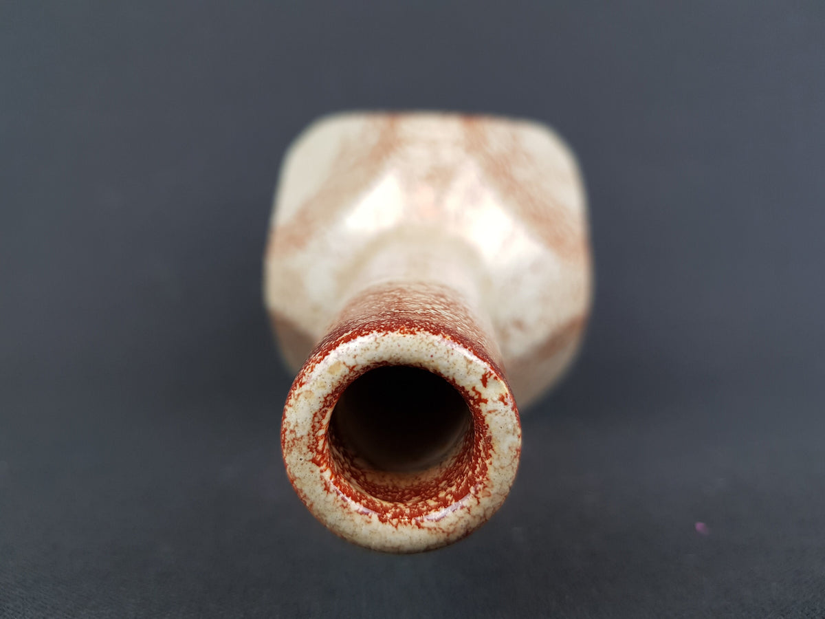 Vintage BERTONCELLO Long Neck Vase with 'Screziato Havana" Glaze Italian Pottery 1960s