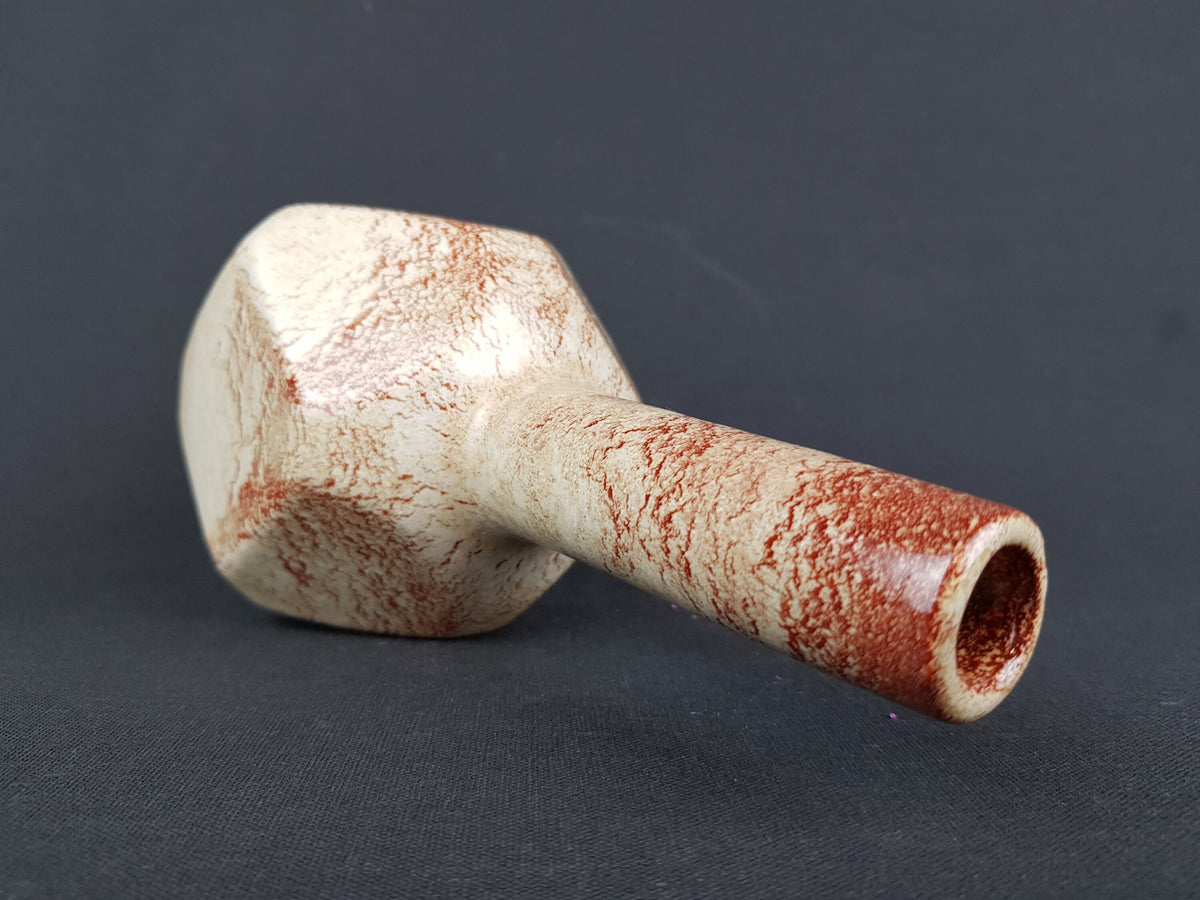 Vintage BERTONCELLO Long Neck Vase with 'Screziato Havana" Glaze Italian Pottery 1960s