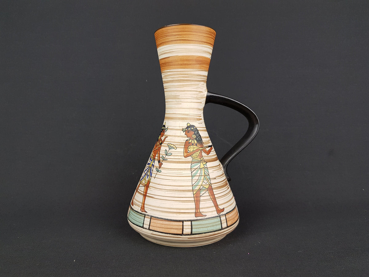 RARE Vintage DÜMLER & BREIDEN Vase 1346/22 with Egyptian decor West German Pottery 1960s Fat Lava Era