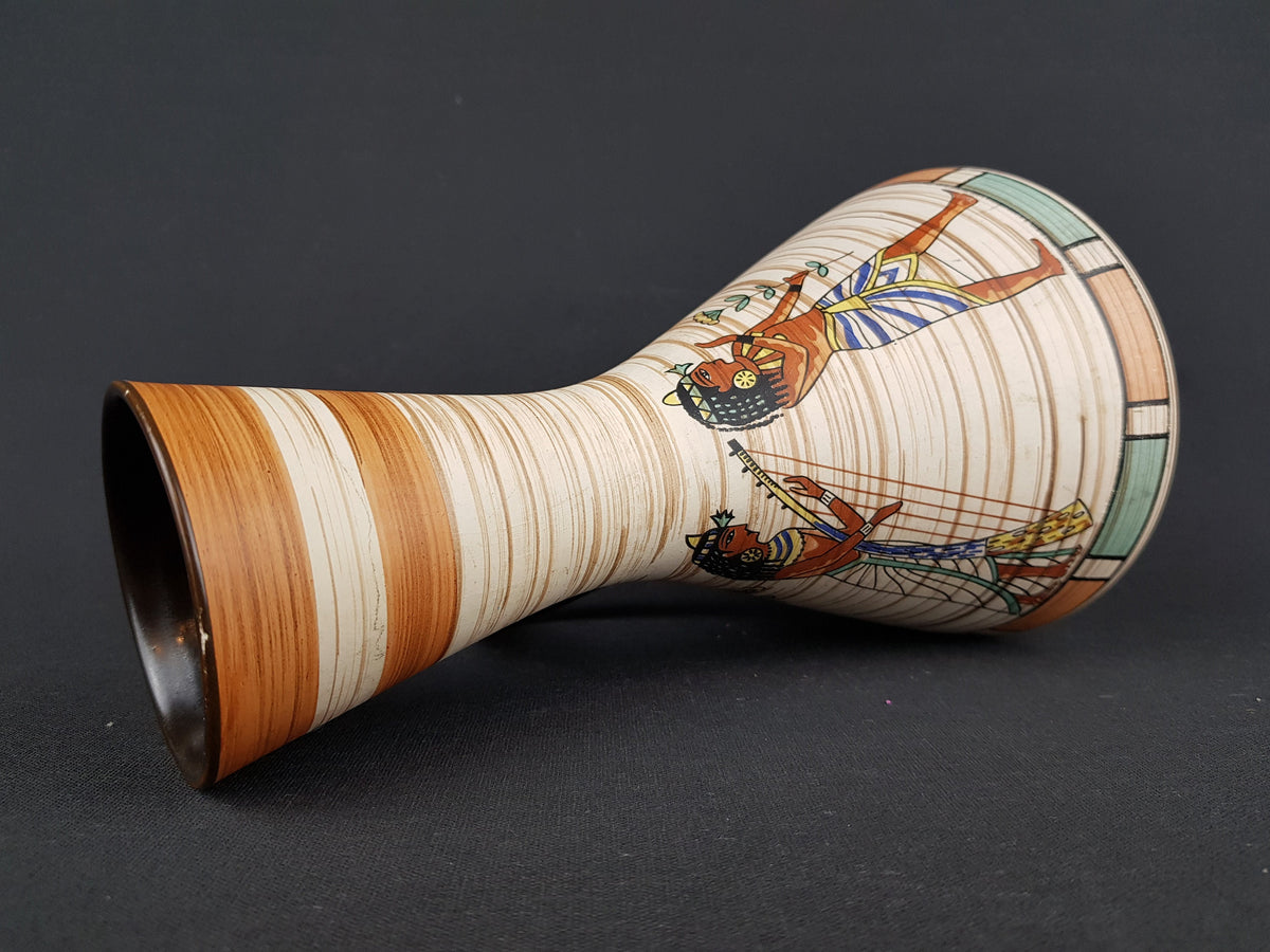 RARE Vintage DÜMLER & BREIDEN Vase 1346/22 with Egyptian decor West German Pottery 1960s Fat Lava Era