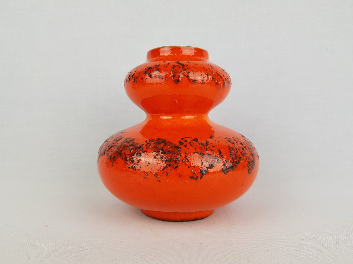 Vintage SPARA KERAMIK Orange Fat Lava Vase 266-15 West German Pottery 1970s