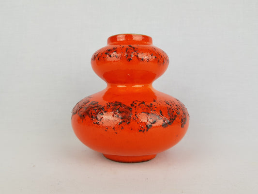 Vintage SPARA KERAMIK Orange Fat Lava Vase 266-15 West German Pottery 1970s