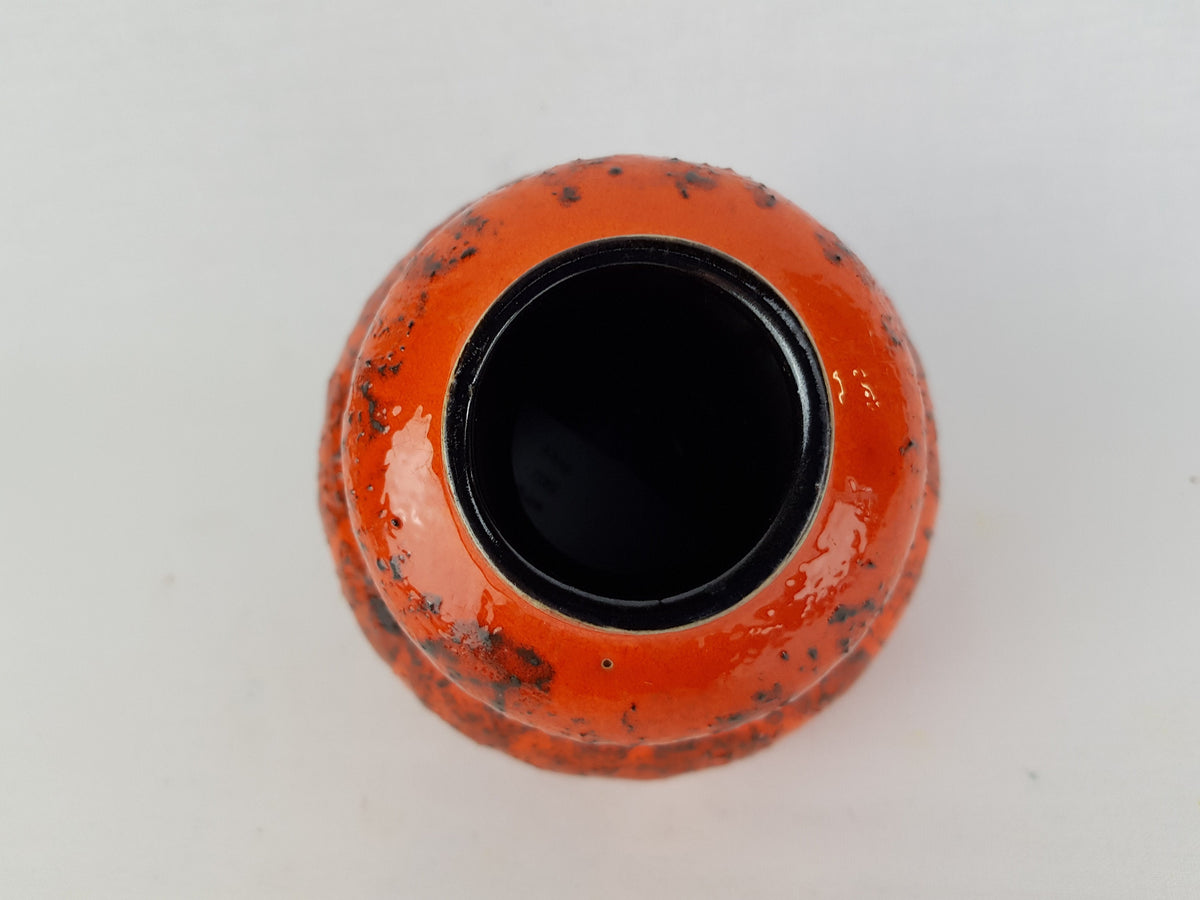Vintage SPARA KERAMIK Orange Fat Lava Vase 266-15 West German Pottery 1970s