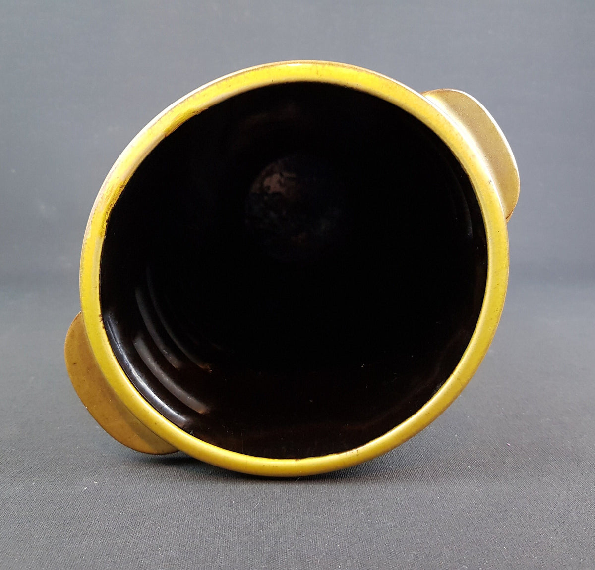 Rare XL Vintage DÜMLER & BREIDEN Keramik Studio 61 43 Brown Yellow Floor Vase with Side Nubs "City" decor 1970s