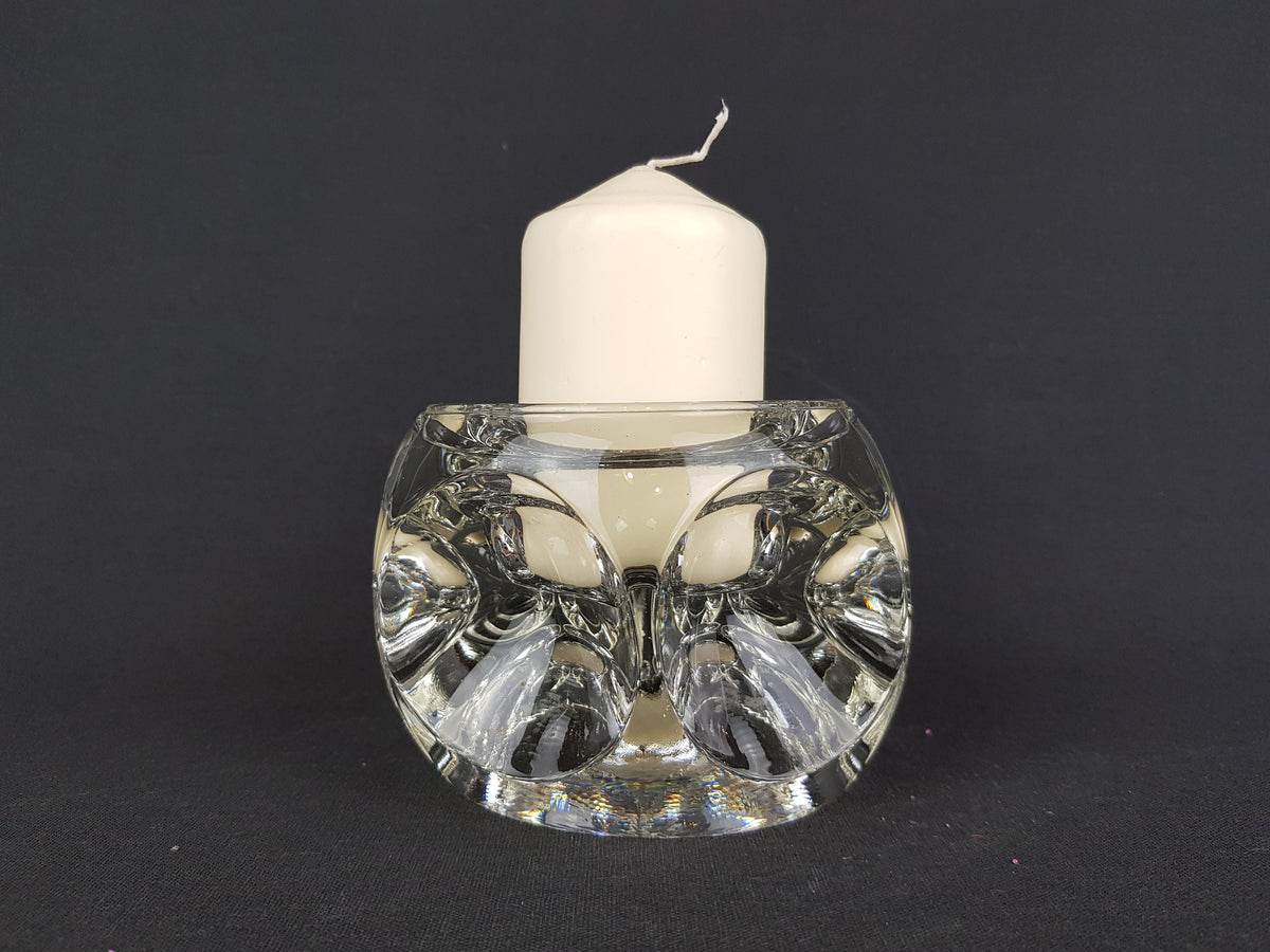 Vintage RUDOLFOVA GLASS Works Czech SKLO Candleholder by Rudolf Jurnikl from Czech Slovakia 1960-80s