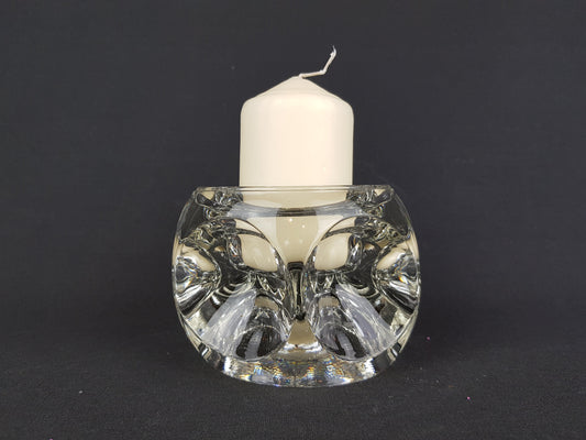 Vintage RUDOLFOVA GLASS Works Czech SKLO Candleholder by Rudolf Jurnikl from Czech Slovakia 1960-80s
