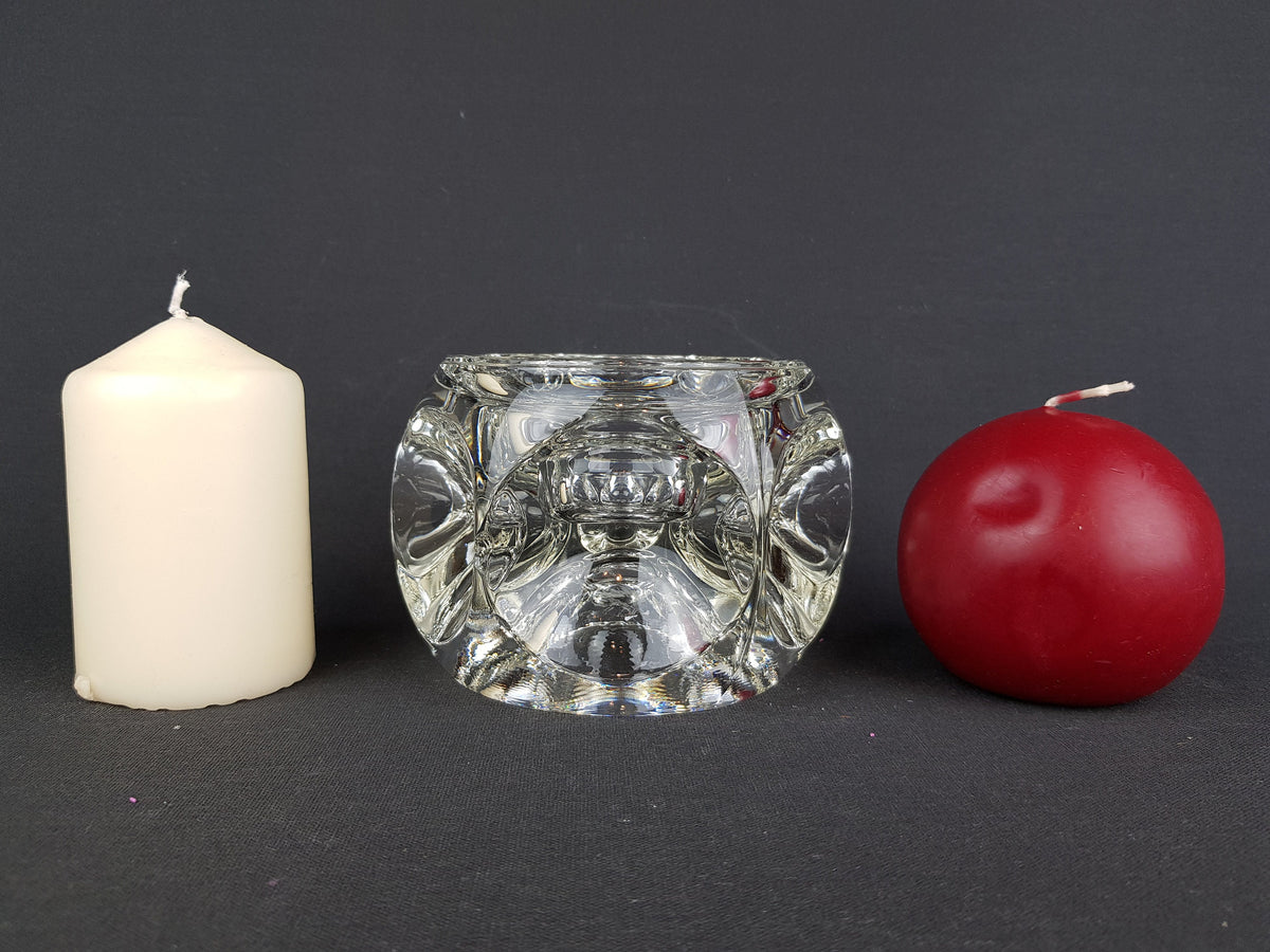 Vintage RUDOLFOVA GLASS Works Czech SKLO Candleholder by Rudolf Jurnikl from Czech Slovakia 1960-80s