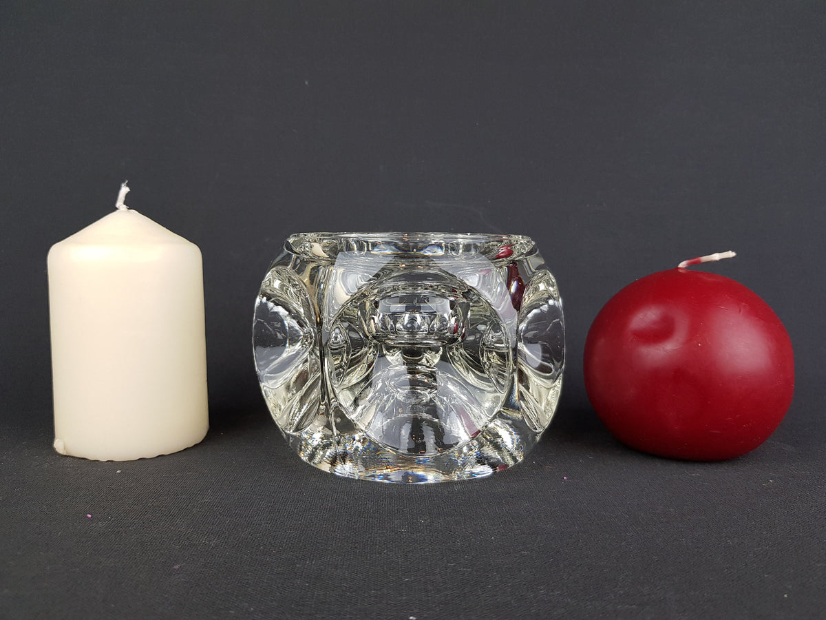 Vintage RUDOLFOVA GLASS Works Czech SKLO Candleholder by Rudolf Jurnikl from Czech Slovakia 1960-80s