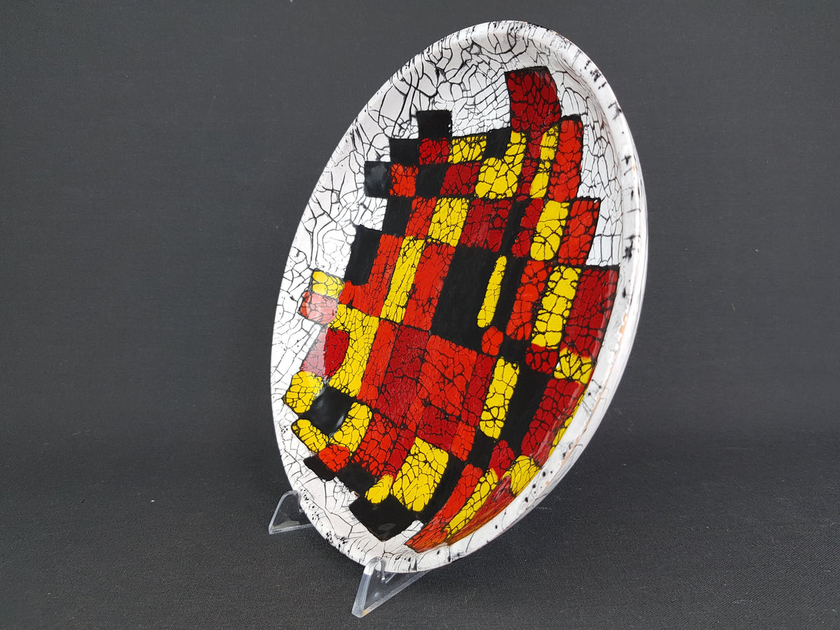 Rare Vintage Wall plate by Agnes Hegyi for Hungarian Iparművészeti Ceramic Factory, 1960s handpainted