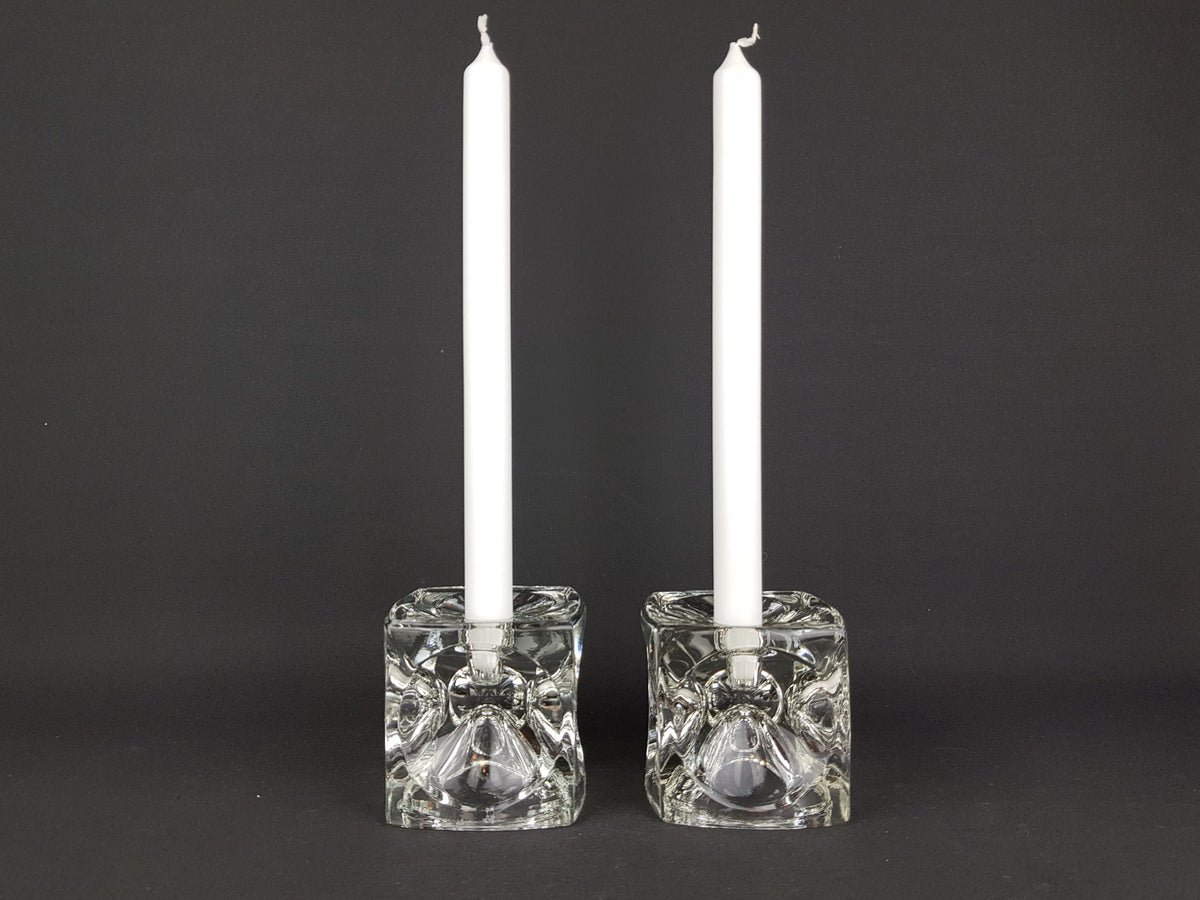 Vintage RUDOLFOVA GLASS Works Czech SKLO Candleholder by Rudolf Jurnikl from Czech Slovakia 1960-80s