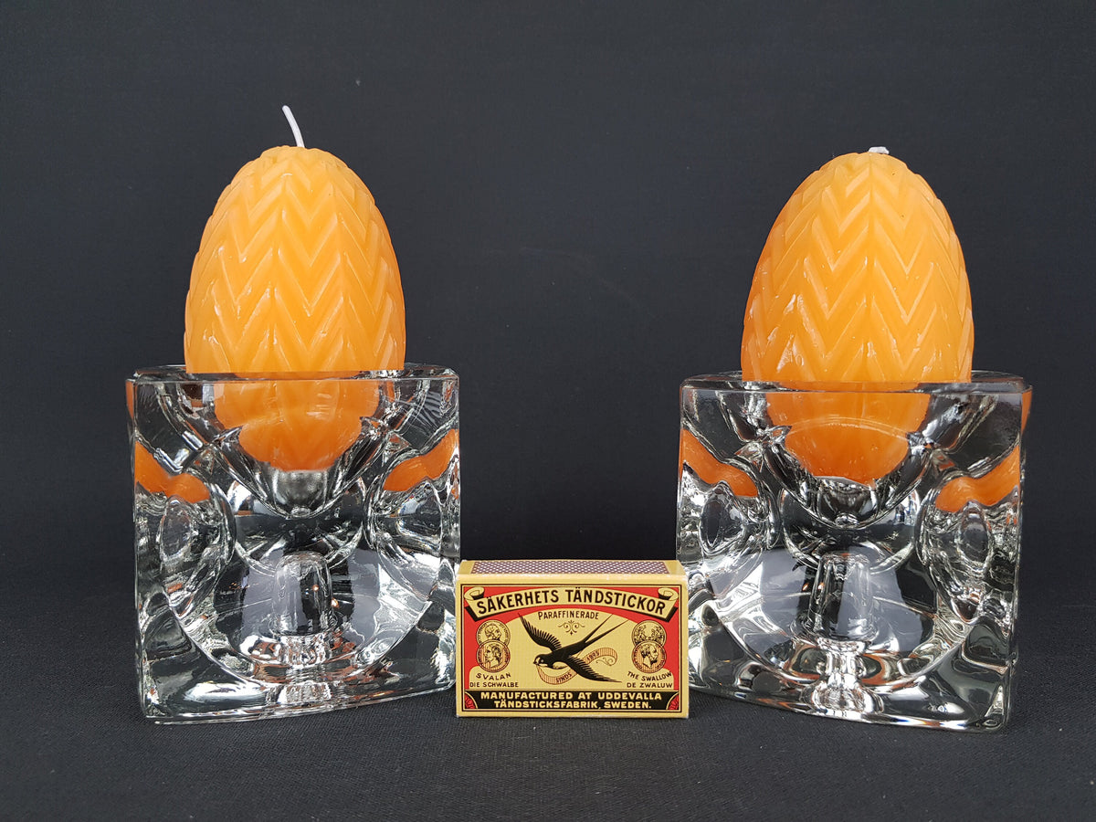 Vintage RUDOLFOVA GLASS Works Czech SKLO Candleholder by Rudolf Jurnikl from Czech Slovakia 1960-80s