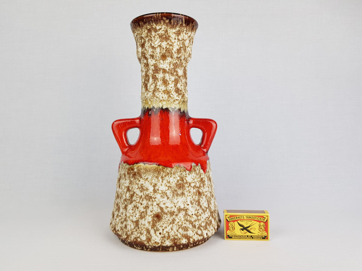 Vintage JOPEKO KERAMIK Orange Double Handled Fat Lava Vase Decor "Prag" 433 30 West German Pottery 1970s