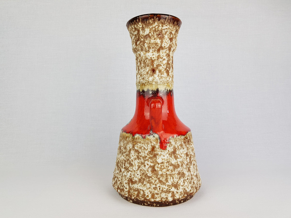 Vintage JOPEKO KERAMIK Orange Double Handled Fat Lava Vase Decor "Prag" 433 30 West German Pottery 1970s