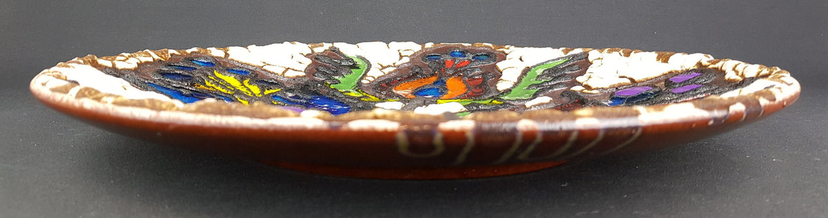 XXL MAREI KERAMIK (Majolikafabrik Rheinbach) Wall Plate Floral Decor West German Pottery 1970s