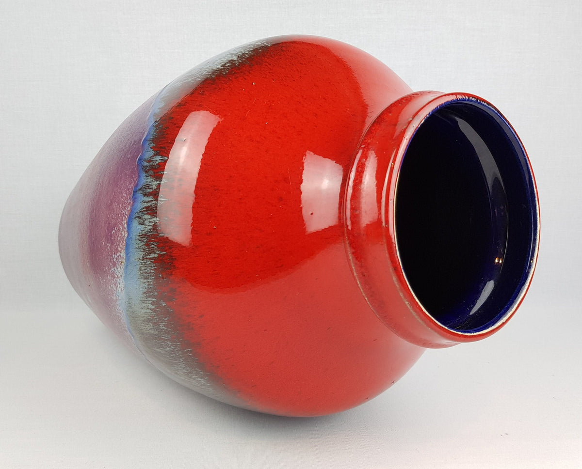 XXL Vintage RUSCHA KERAMIK Purple Red Floor Vase 892-48 West German Pottery