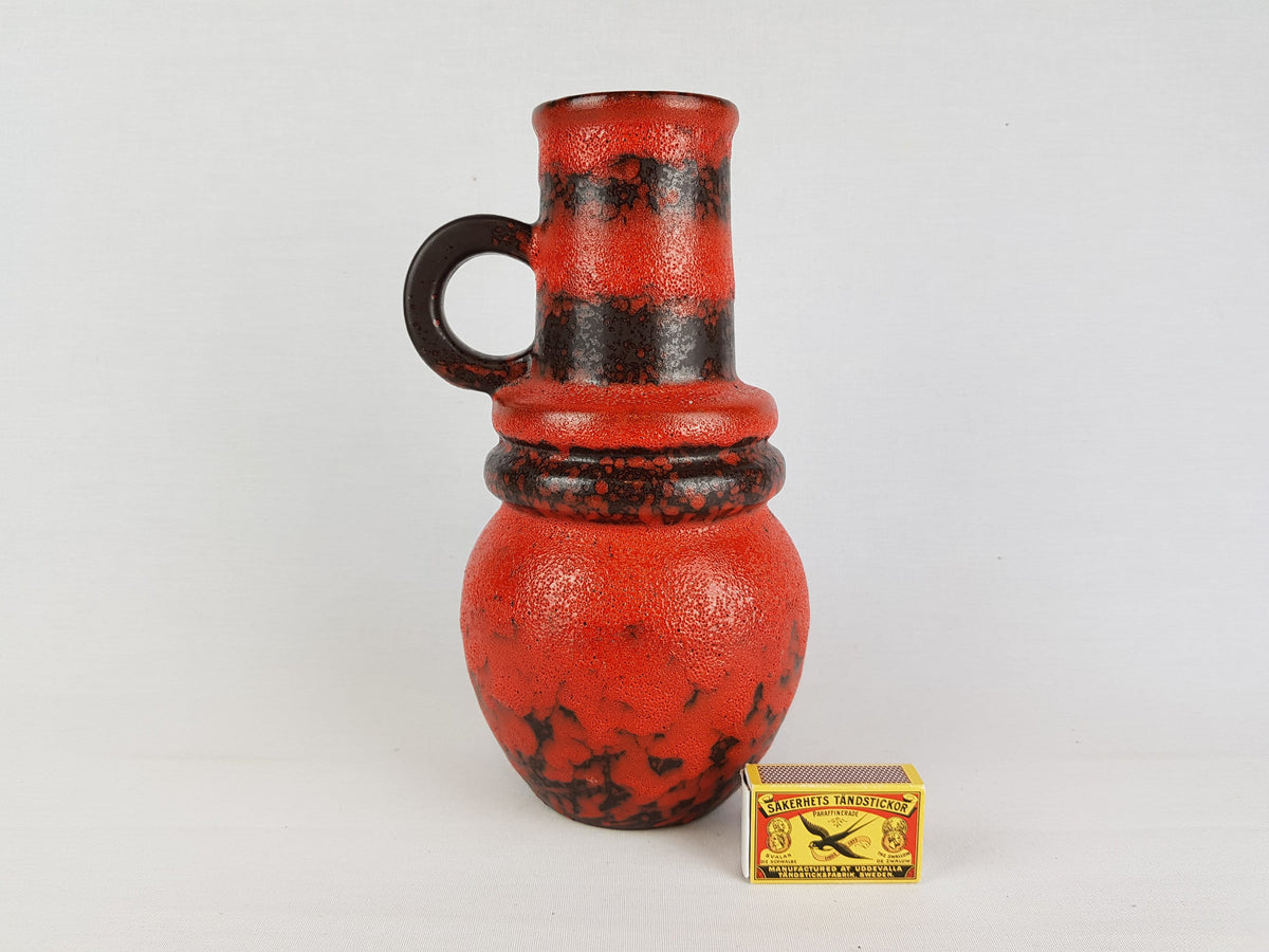 Vintage SCHEURICH KERAMIK Red and Brown Vienna Vase 428 26 1970s West German Pottery