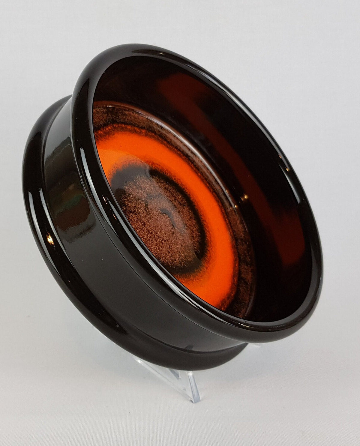Vintage HUTSCHENREUTHER Brown and Orange Bowl "Stromboli" Decor West German Pottery 1970s