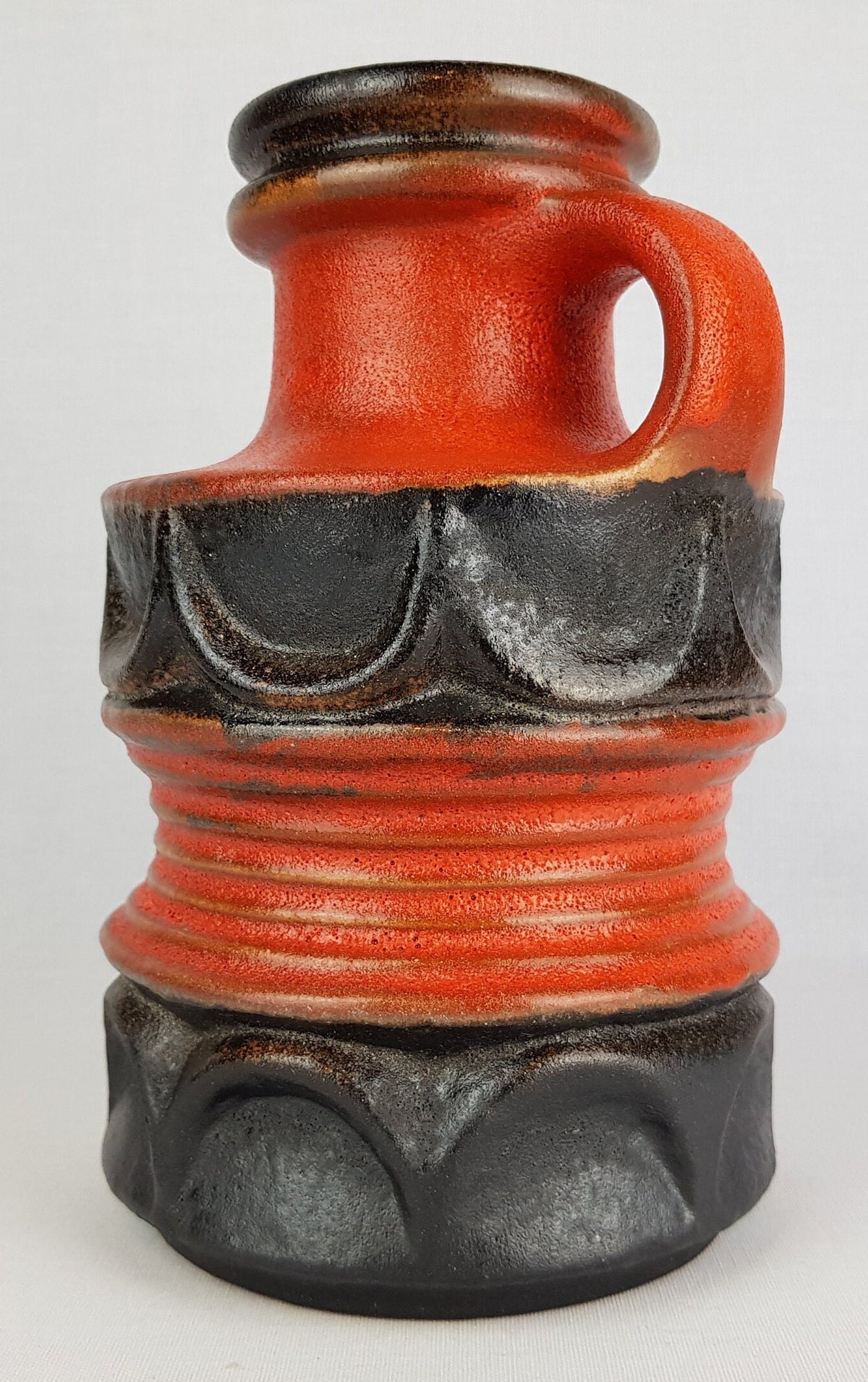 Vintage CARSTENS KERAMIK Brown Orange Handled Vase 7916-20 West German Pottery 1970s