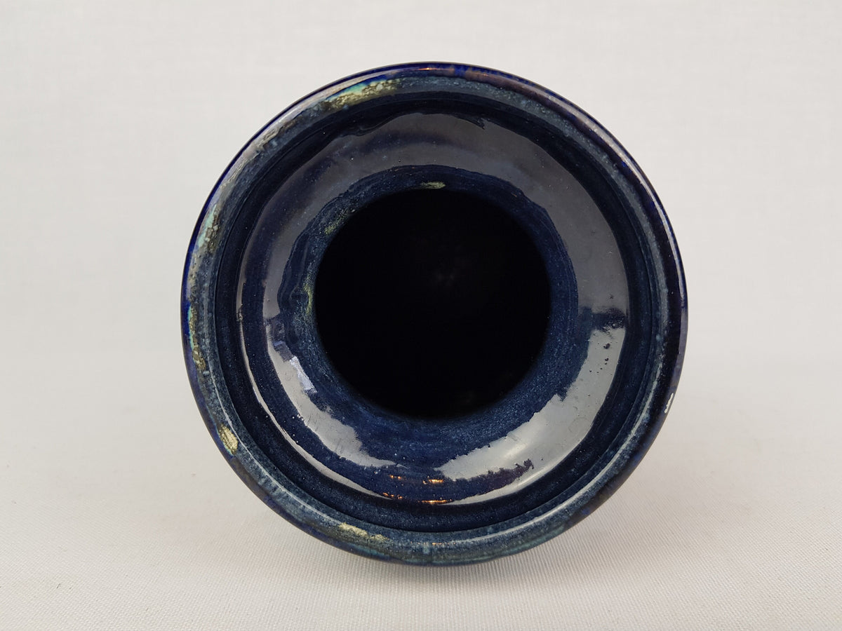 Vintage SCHEURICH KERAMIK Dark Blue and Turquoise Vase with PRISMA decor 261 22 West German Pottery 1970s