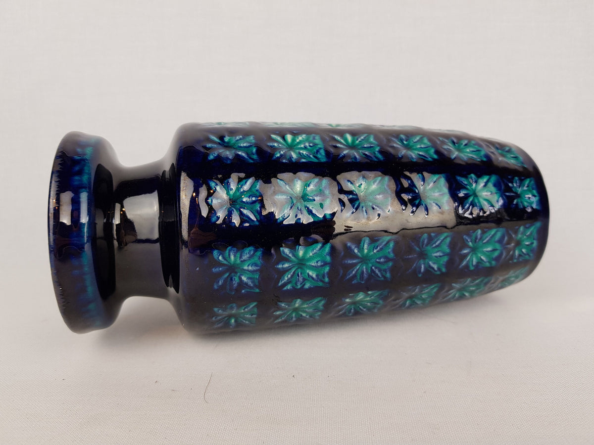 Vintage SCHEURICH KERAMIK Dark Blue and Turquoise Vase with PRISMA decor 261 22 West German Pottery 1970s