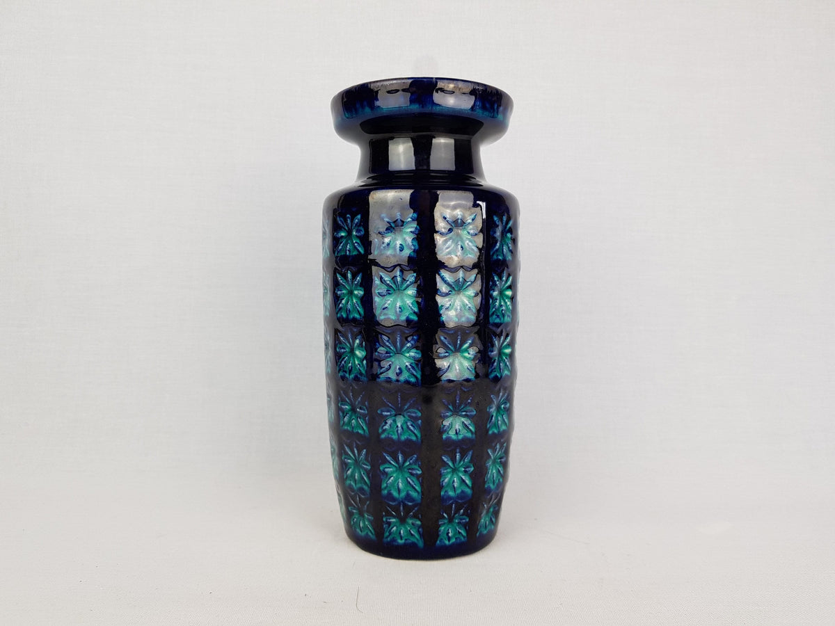 Vintage SCHEURICH KERAMIK Dark Blue and Turquoise Vase with PRISMA decor 261 22 West German Pottery 1970s
