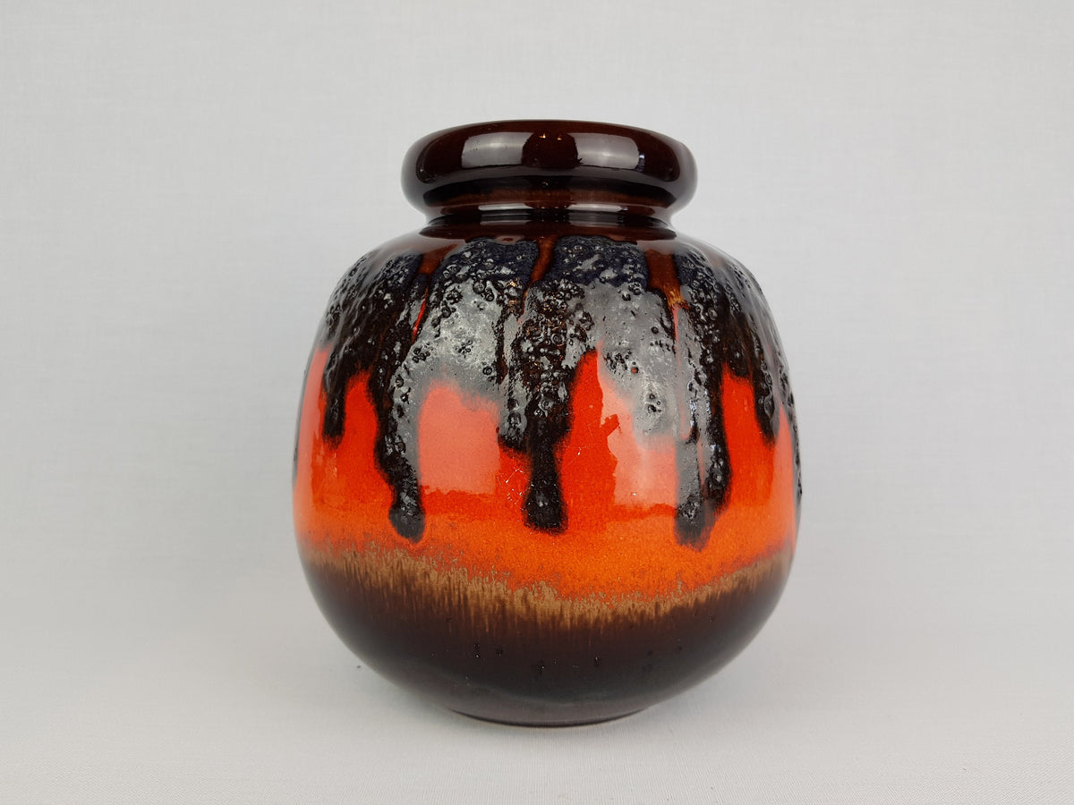 Reserved for B --- Vintage SCHEURICH KERAMIK Brown and Orange/ Red Fat Lava CERAMOS Vase 284 19 West Geman Pottery 1970s