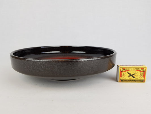 Vintage SCHEURICH KERAMIK Dark Brown and Red Bowl 340 26 West German Pottery 1970s