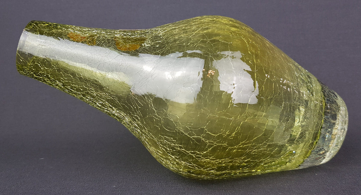Vintage INGRID GLAS Yellow Glass Vase Craquelee Decor German Design Glass Art 1960 1970s
