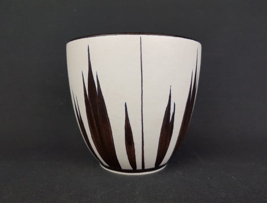 Large Vintage ELMA KERAMIK Brown and Beige Planter Flower Pot with Haiti Decor West German Pottery 1958's