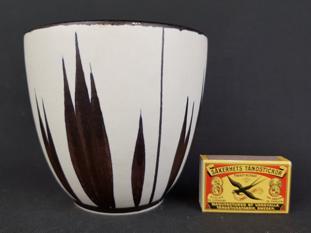 Large Vintage ELMA KERAMIK Brown and Beige Planter Flower Pot with Haiti Decor West German Pottery 1958's