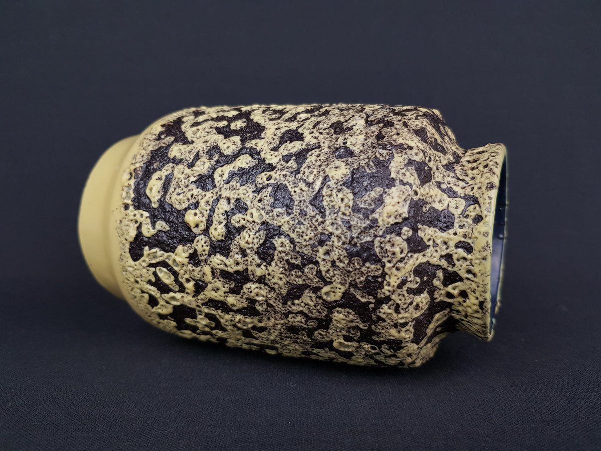 Vintage ES-KERAMIK (Emons und Sohne) Ýellow and Brown Fat Lava Glaze Vase West German Pottery 1970s